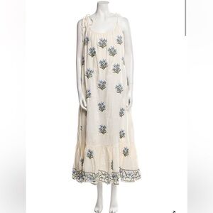 Agua by Agua Bendita Cream and Blue Floral Maxi Dress